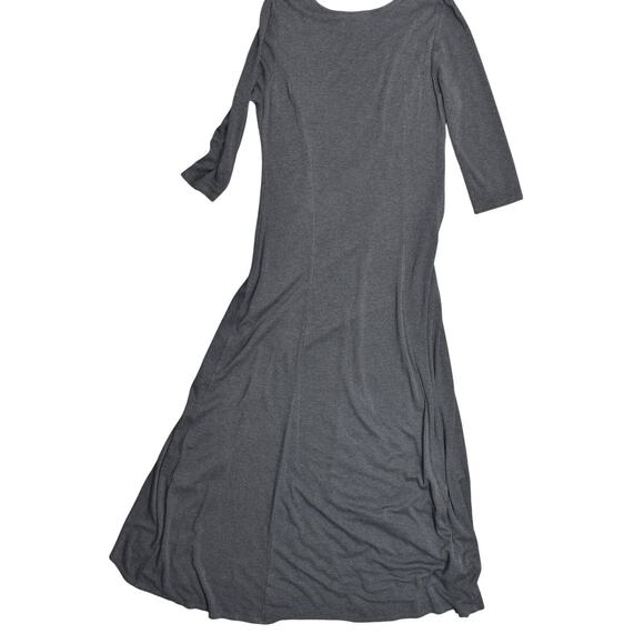 Chico's Gray Hi-Low Shift Dress Size 0 Rayon Preowned 3/4 Sleeve Stretch - Picture 2 of 8